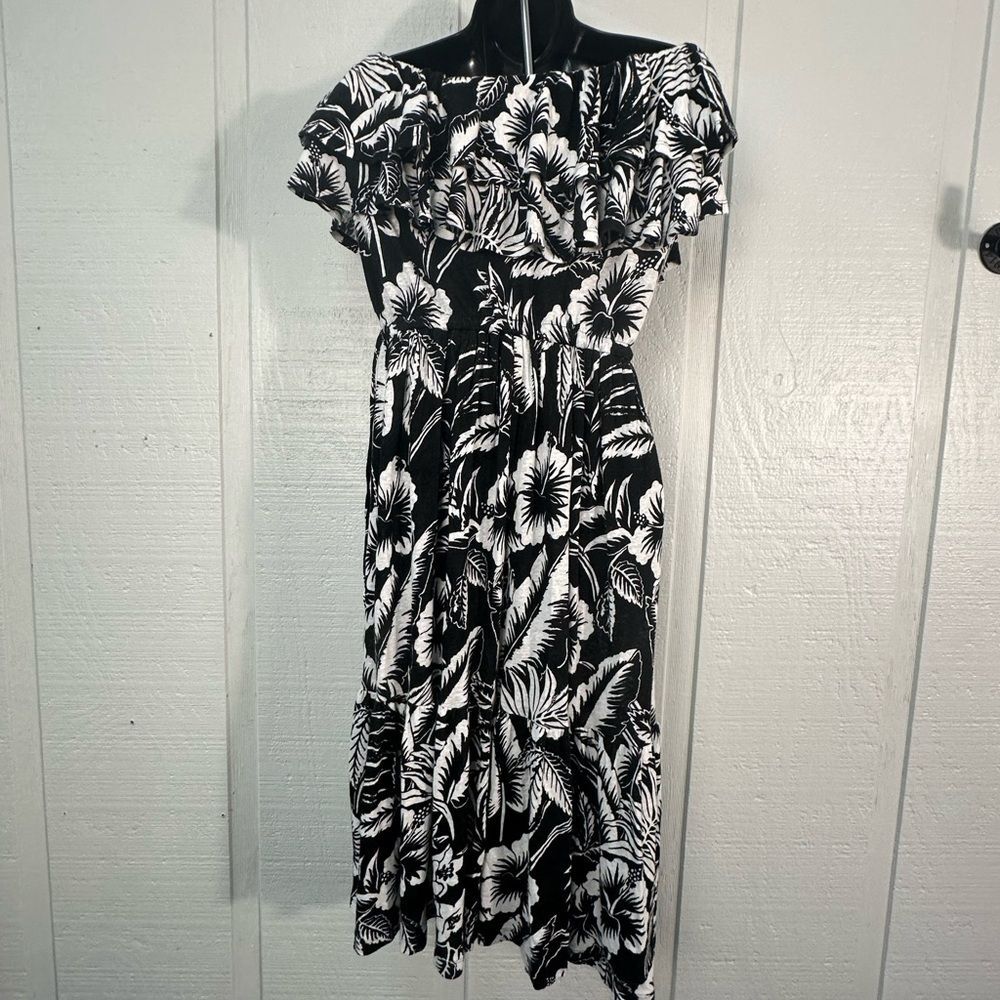 Lauren Ralph Lauren Women's Black and White Floral Jersey r Dress Size 2 NWT - Picture 5 of 11